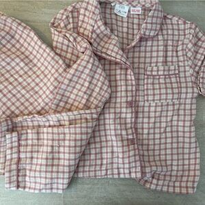 Zara Kids pink plaid pajama set